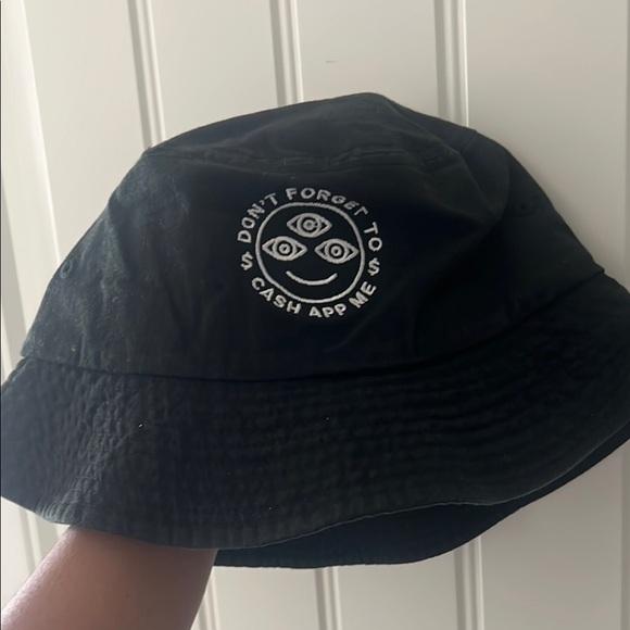 Accessories - Black Bucket Hat with Embroidered Design